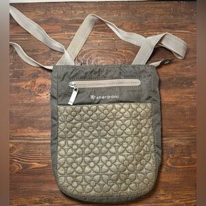 Sherpani Crossbody Gray &‎ Tan Embroidered Flowers Purse.